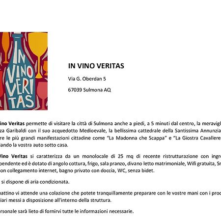 In Vino Veritas Sulmona Exteriör bild