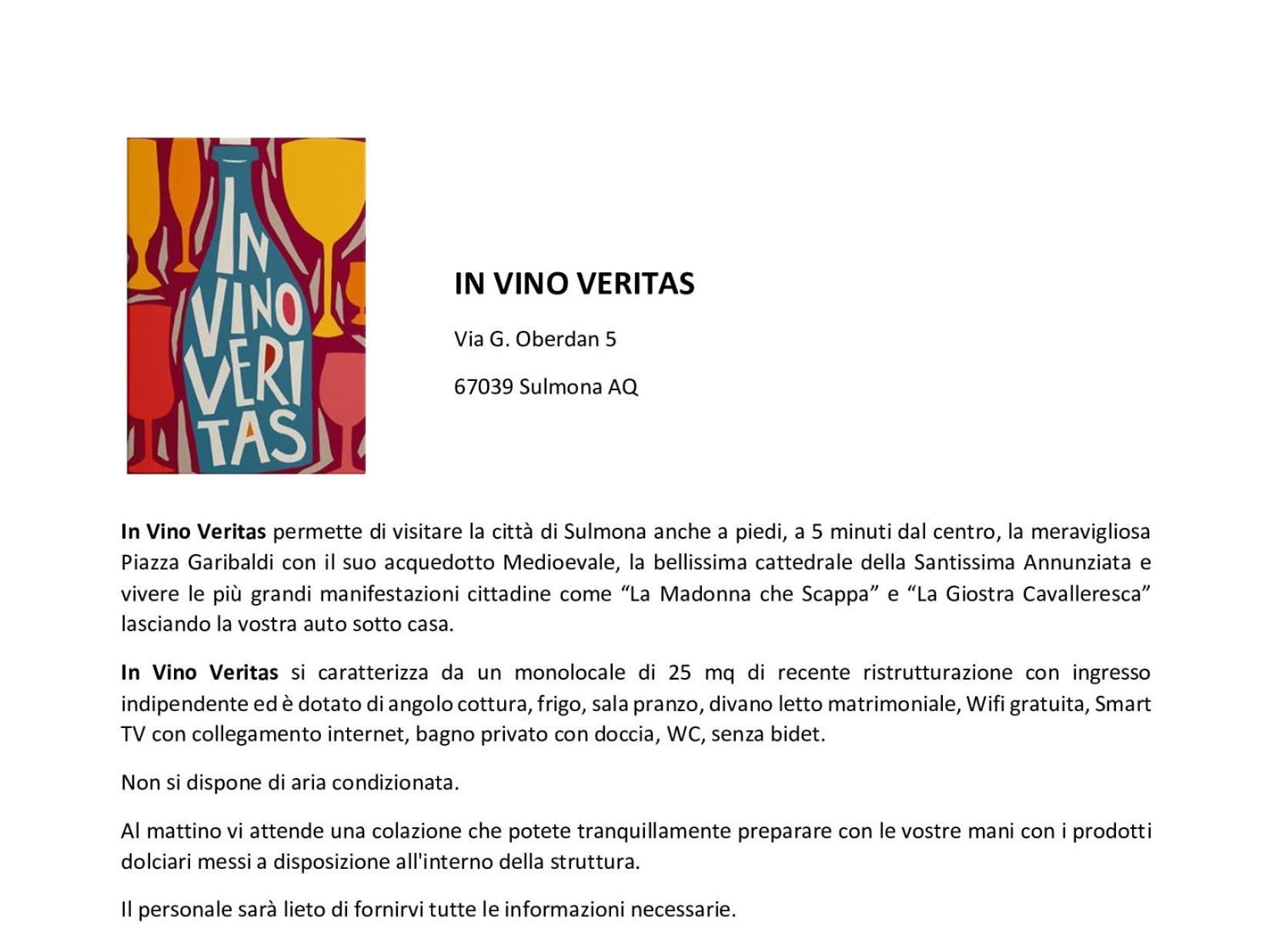 In Vino Veritas Sulmona Exteriör bild